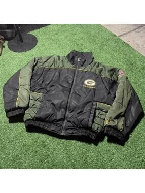 Vintage 90s Green Bay Packers Pro Player Puffer Jacket Youth XL NFL Football